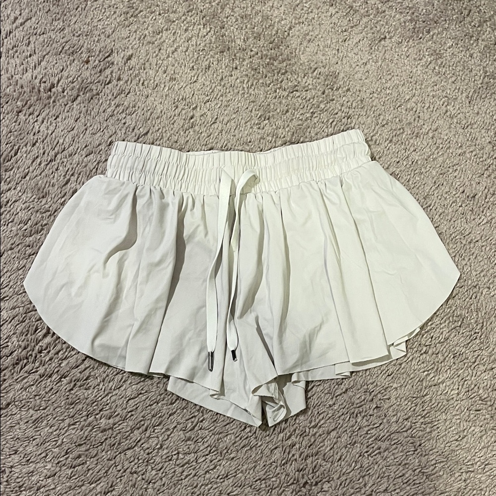 Kids' White Elastic Waist Shorts